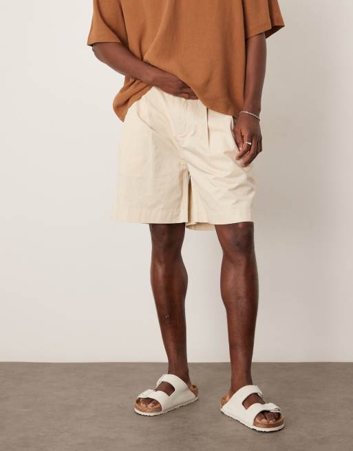 Selected pleat chino shorts in beige | ASOS