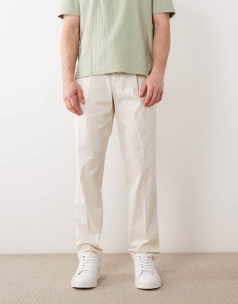 Selected pleated trousers in cream  - view 1