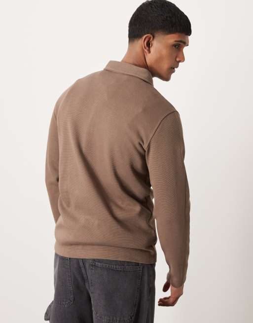 Selected - Polo à manches longues et col zippé - Fauve  , 2 de 4