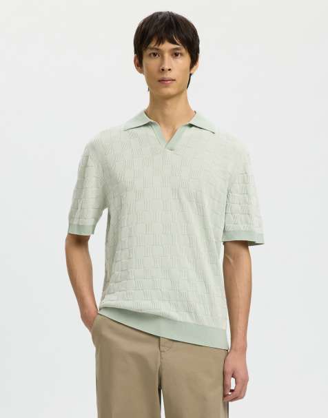 Selected Polo shirt in aqua gray - view 1