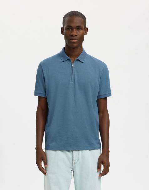 Selected Polo shirt in blue mirage - view 1