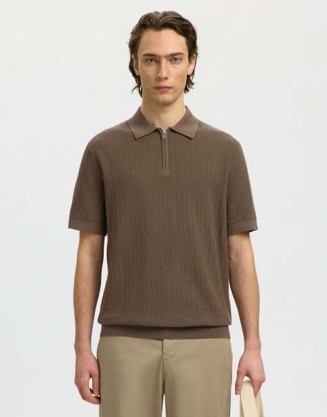 Selected Polo shirt in chocolate chip - view 1