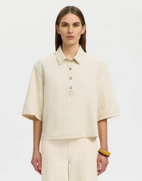 Selected Polo shirt in egret - view 1