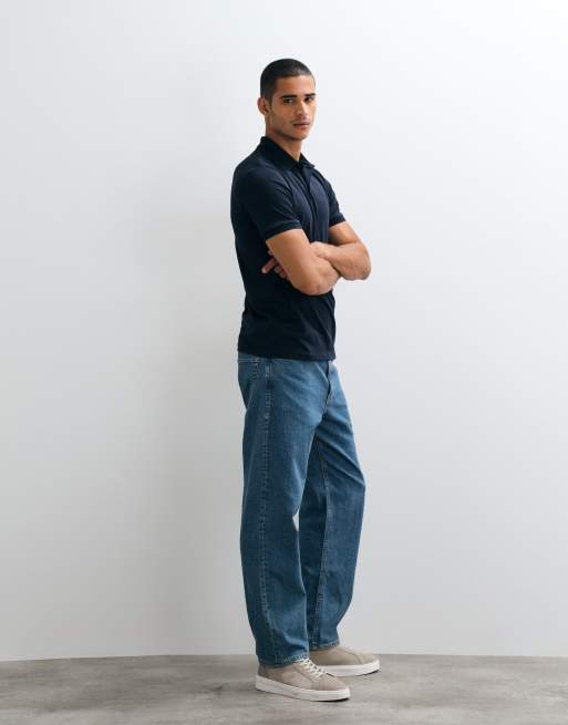 Selected poloshirt met korte mouwen in navy, 3 van 5
