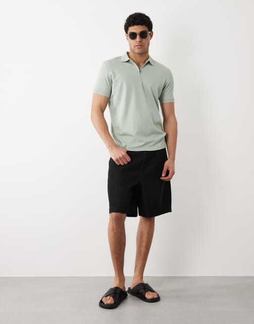 Selected - Poloshirt met korte rits in lichtgroen, 2 van 5