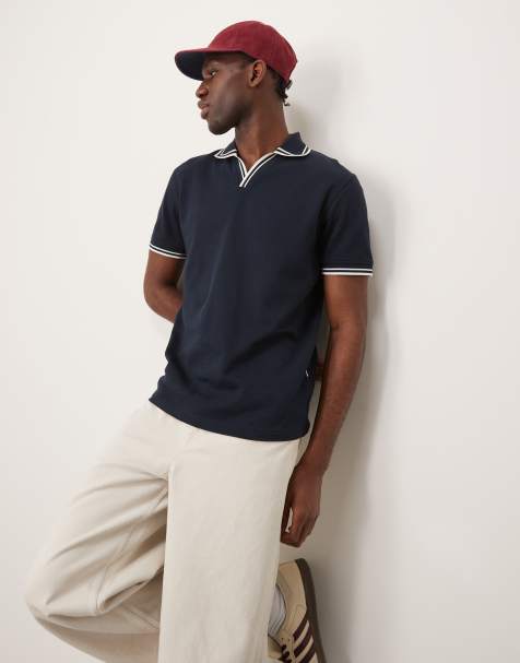 Selected - Poloshirt met reverskraag in marineblauw - view 1