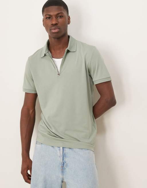 Selected - Poloshirt met ritssluiting in lichtgroen , 3 van 4