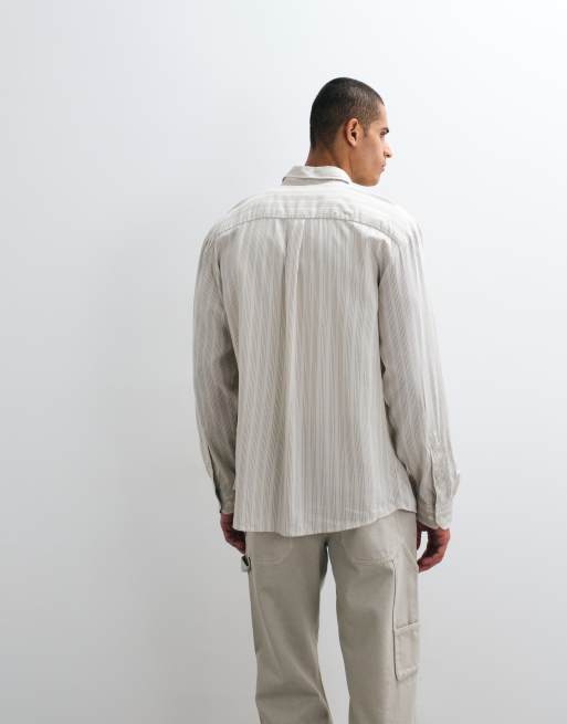 Selected poplin long sleeve shirt in yellow stripe, 5 of 5