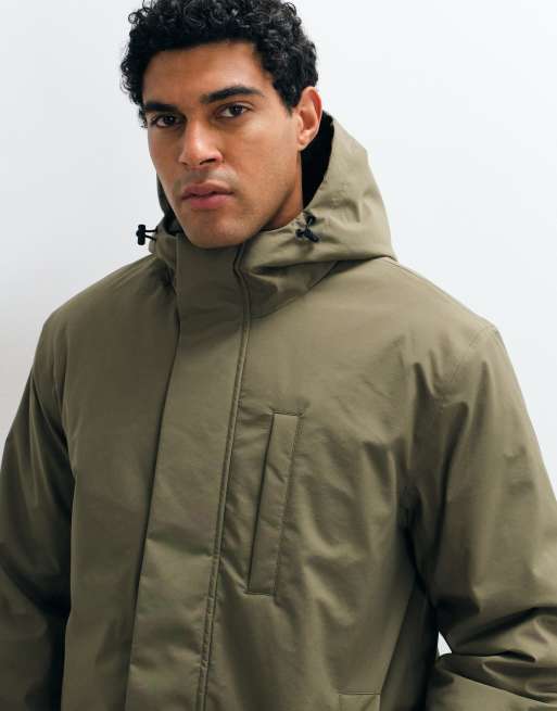 Selected Primaloft waterproof long parka jacket in light green, 4 of 5