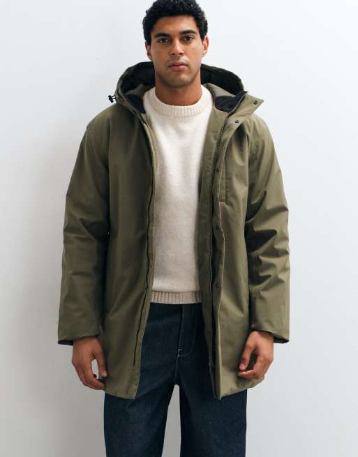 Selected Primaloft waterproof long parka jacket in light green, 5 of 5