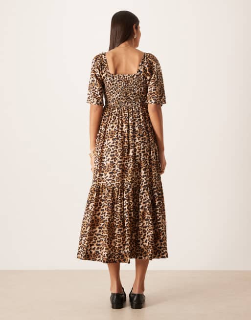 Selected puff sleeve dress in leopard print, 3 of 4