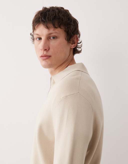 Selected - Pull à col polo zippé - Crème, 4 de 5