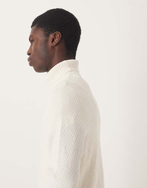 Selected - Pull à col roulé en maille 100 % coton - Crème, 4 de 5