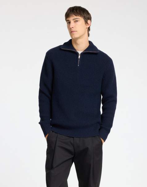 Selected - Pull à col zippé - Bleu capitaine - view 1