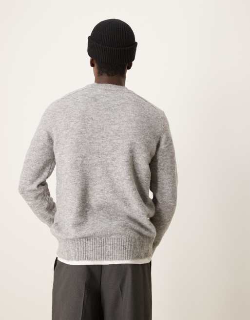 Selected - Pull duveteux en alpaga avec col ras de cou - Gris, 4 de 4