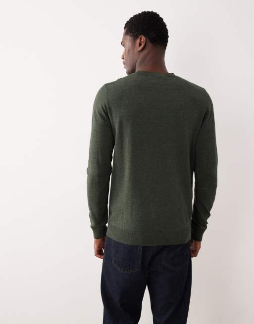 Selected - Pull ras de cou en maille - Vert foncé, 3 de 5