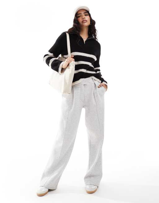 Selected - Pull rayé en laine mérinos mélangée à col zippé - Noir et blanc, 3 de 4