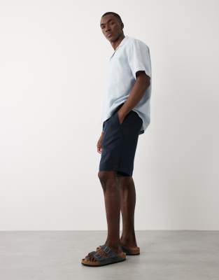 Selected Pure Linen Shorts In Blue