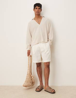 Selected Selected pure linen shorts in white