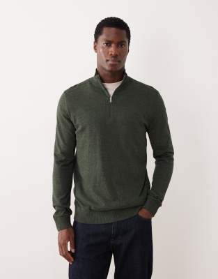 Selected Quarter Zip Sweater In Green