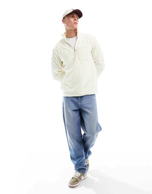 Selected - Råhvid sweatshirt med halv lynlås i fleece, 3 af 4