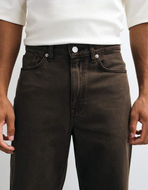Selected Ray loose fit jeans in brown, 4 of 5