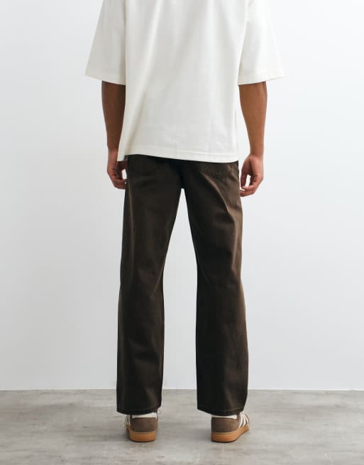 Selected - Ray - Losvallende jeans in bruin, 3 van 5