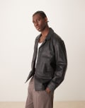 [Selected] Selected real leather blazer jacket in black M Black