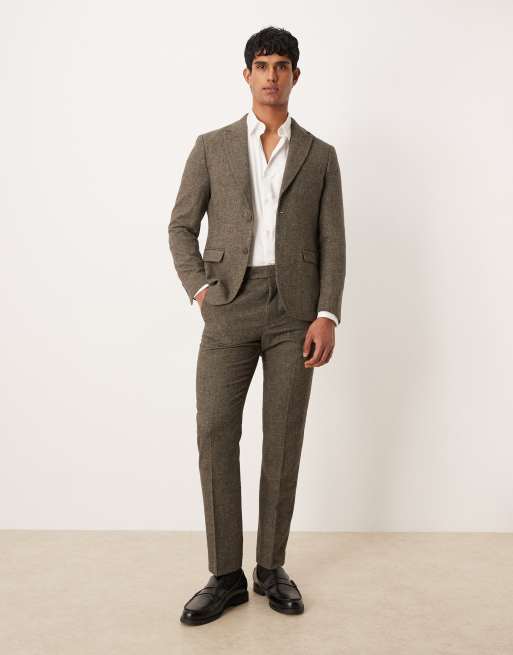 Selected Reed brushed wool blend blazer in brown, 2 of 5
