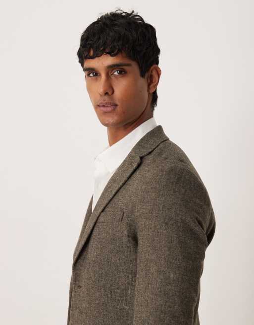 Selected Reed brushed wool blend blazer in brown, 4 of 5