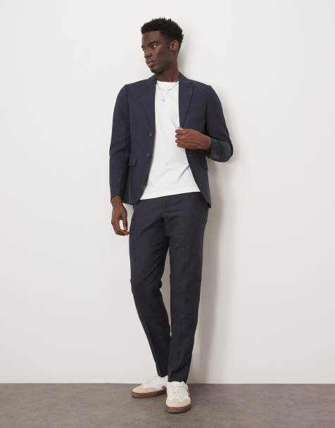 Selected Reed wool mix trouser in navy - view 1