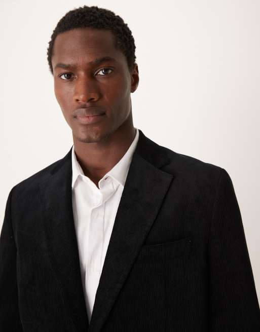 Selected regular fit blazer in black cord ASOS