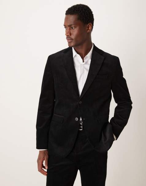 Selected - Regular-fit corduroy blazer in zwart - view 1