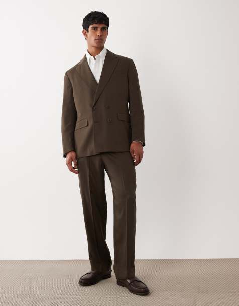 Selected regular suit pants in brown - view 1