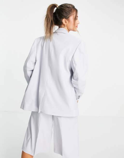 Selected relaxed blazer co-ord in light grey, 2 of 4