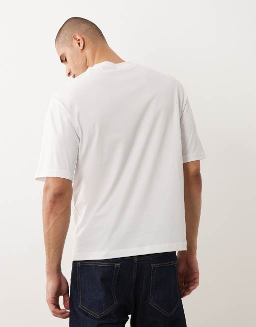 Selected relaxed fit t-shirt with corsica print in white, 5 of 5