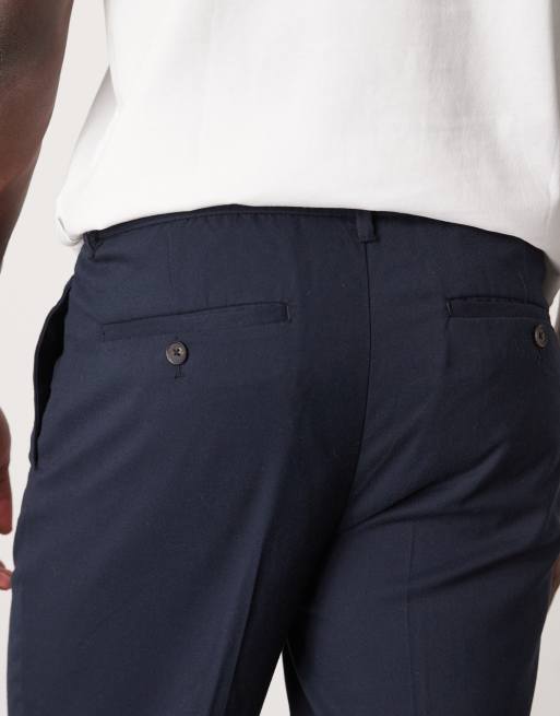 Selected relaxed tapered fit waistband trouser in navy , 4 of 5