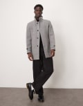 [Selected] Selected Reuben overcoat with funnel neck in grey XXL Light Grey Melange