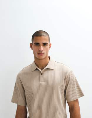Selected Ribbed Polo In Neutral