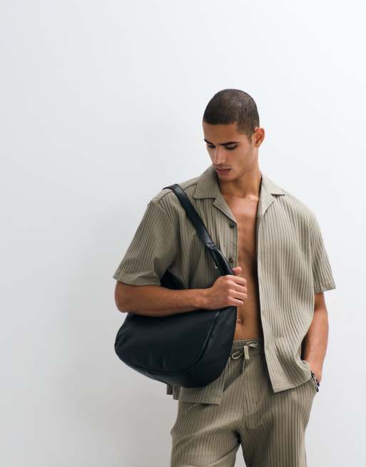Selected ribbed short sleeve shirt in khaki -set, 4 of 5