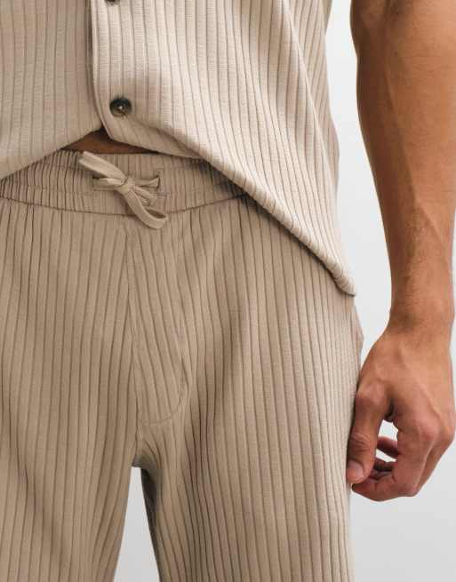 Selected ribbed shorts in beige (part of a set), 4 of 5