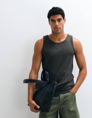 Selected Ribbed Tank In Gray