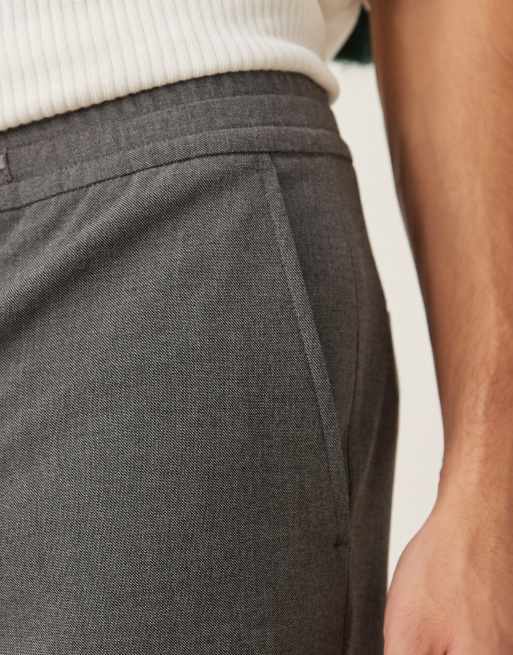 Selected - Robert - Pantaloni dritti grigi con fascia in vita elasticizzata , 3 di 5