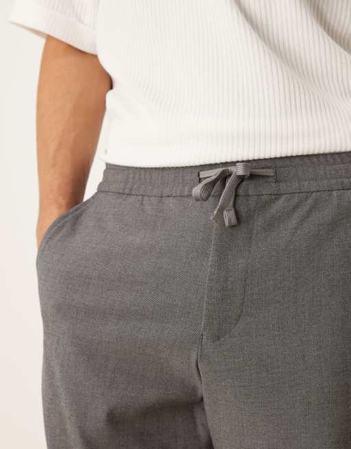 Selected - Robert - Pantaloni dritti grigi con fascia in vita elasticizzata , 5 di 5