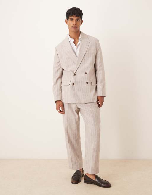 Selected - Ruimvallende blazer van een linnenmix in crème met krijtstreep , 2 van 5