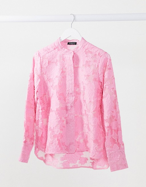 Selected sadie long sleeve shirt in pink