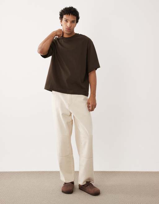Selected – Schweres Oversize-T-Shirt in Braun, 220 g/m², 2 von 5