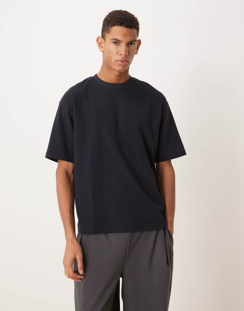 Selected – Schweres Oversize-T-Shirt in Marineblau - view 1