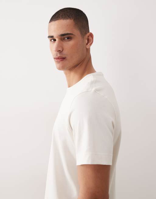Selected – Schweres T-Shirt in Cremeweiß mit Grafikprint auf der Vorderseite, 4 von 5