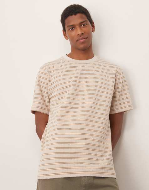 Selected seersucker t-shirt in cream stripe - view 1